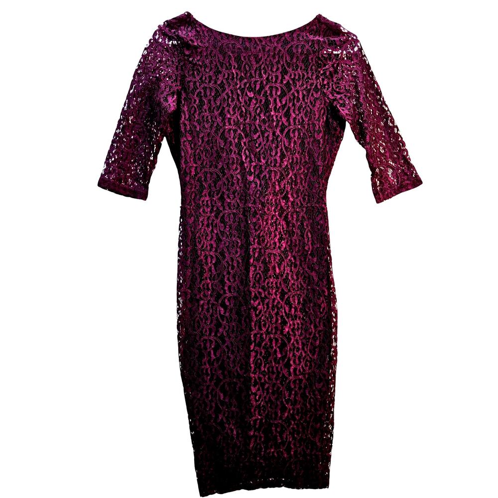 Asos Petite Wine Lace Lined Dress V Back Bodycom Dark Fairy Whimsygoth Size 6 P